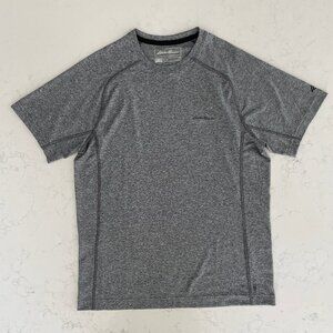 Eddie Bauer Motion Freedry Athletic SS Crew Nk Tech T Shirt Grey Blk Sz S NWOT